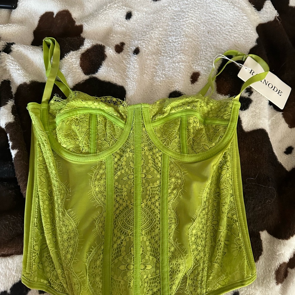 Tinkerbell Lime Green Lace Bustier Top S
